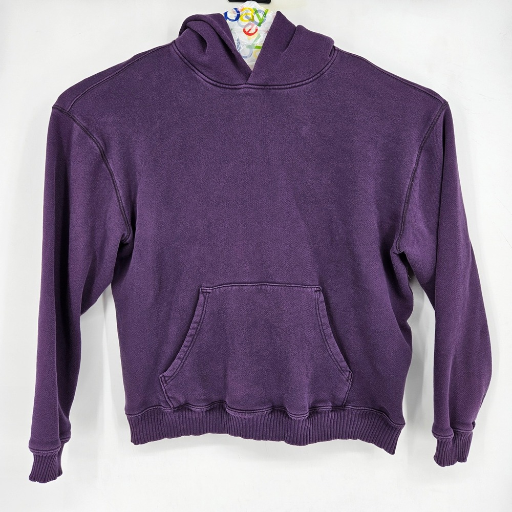 Elwood Hoodie Mens Large Purple Pullover Oversized Terry Sweatshirt Stretch